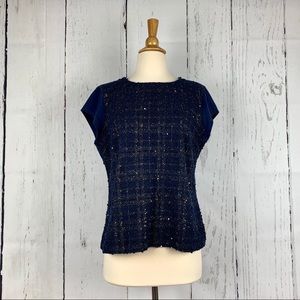 THE LIMITED || Navy Sequin & Tinsel Sweater